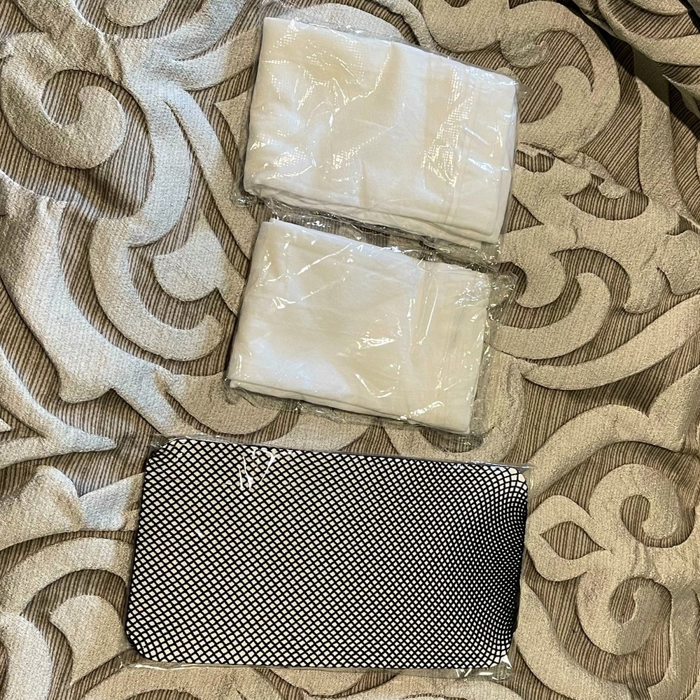 Black fishnet stockings + white thigh high bundle